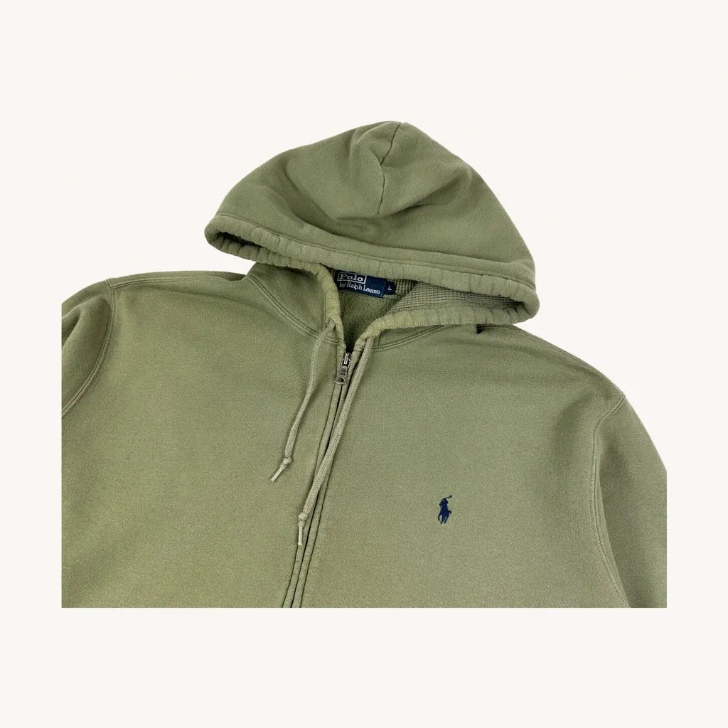 Olive Green 90s Polo Ralph Lauren Hoodie Sweatshirt (L)