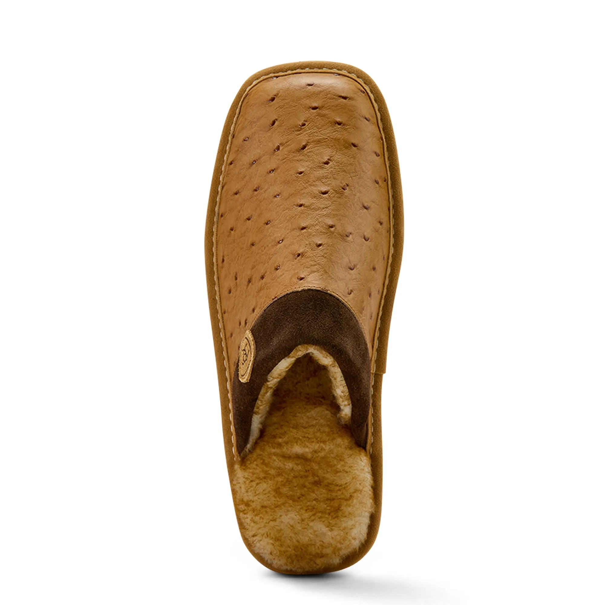 Ostrich Print Square Toe Slippers