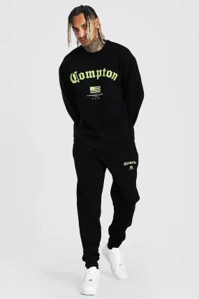 Oversized Compton Print Sweater Tracksuit