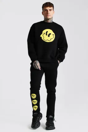 Oversized Drip Face Sweater Toggle Tracksuit