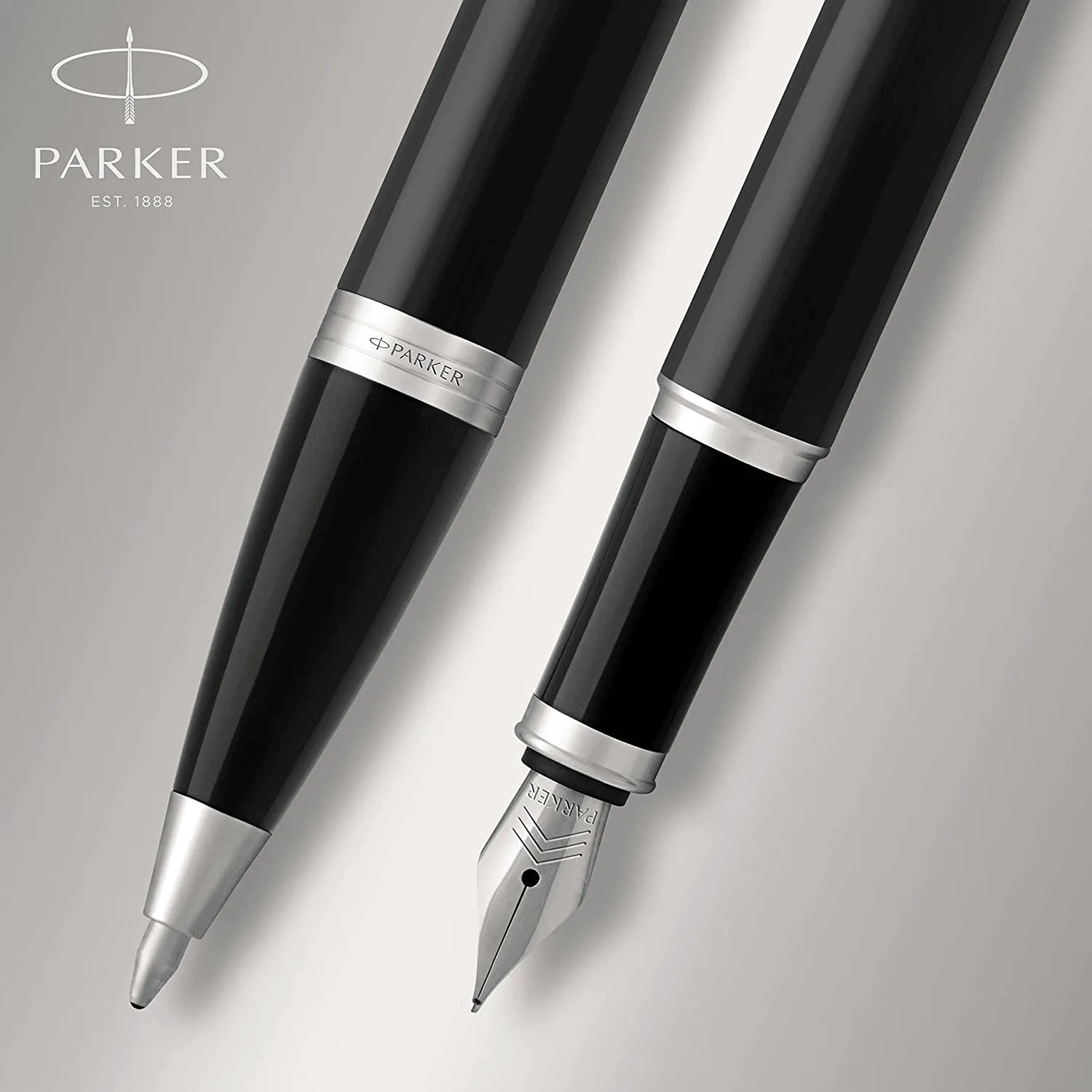 Parker IM Duo Ballpoint Fountain Pen Gift Box Ink Refill Cartridge Set Gloss Black Chrome Trim