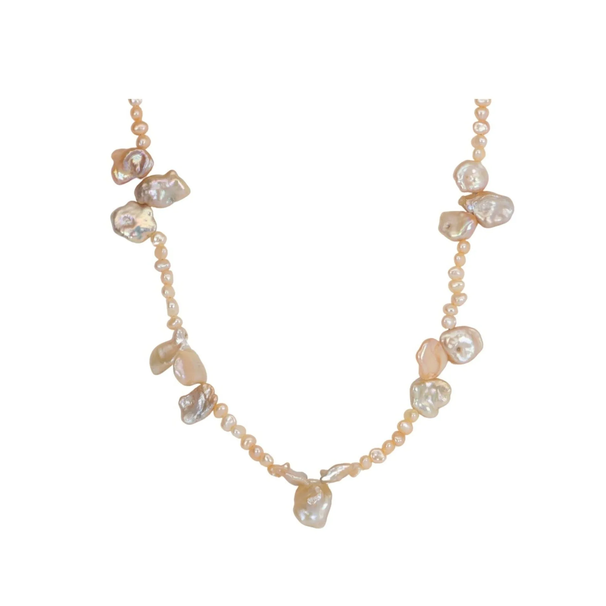 Peachy Pink Mini Pearl with Petal Pearls 14K Gold Filled Clasp P1053