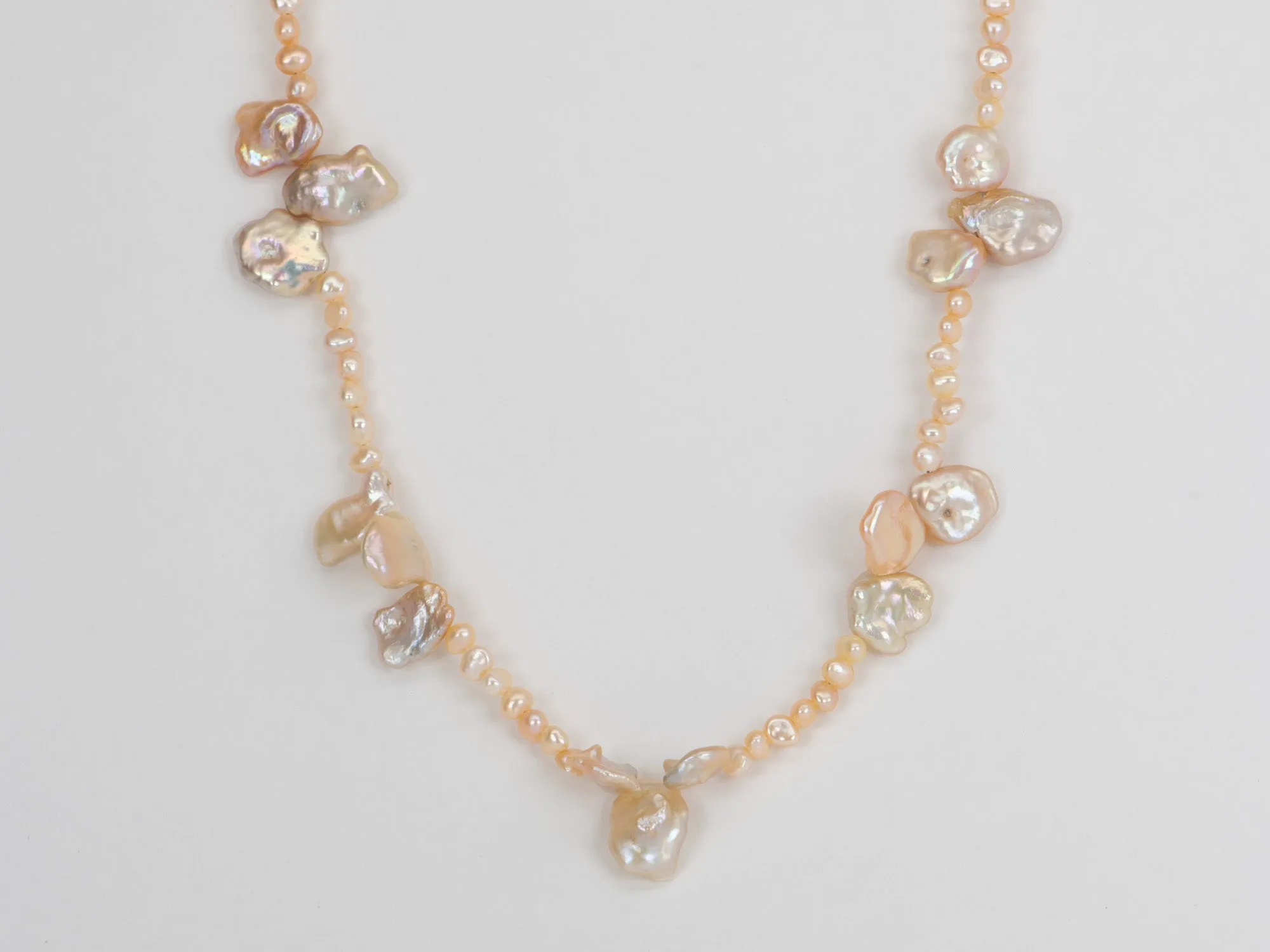 Peachy Pink Mini Pearl with Petal Pearls 14K Gold Filled Clasp P1053