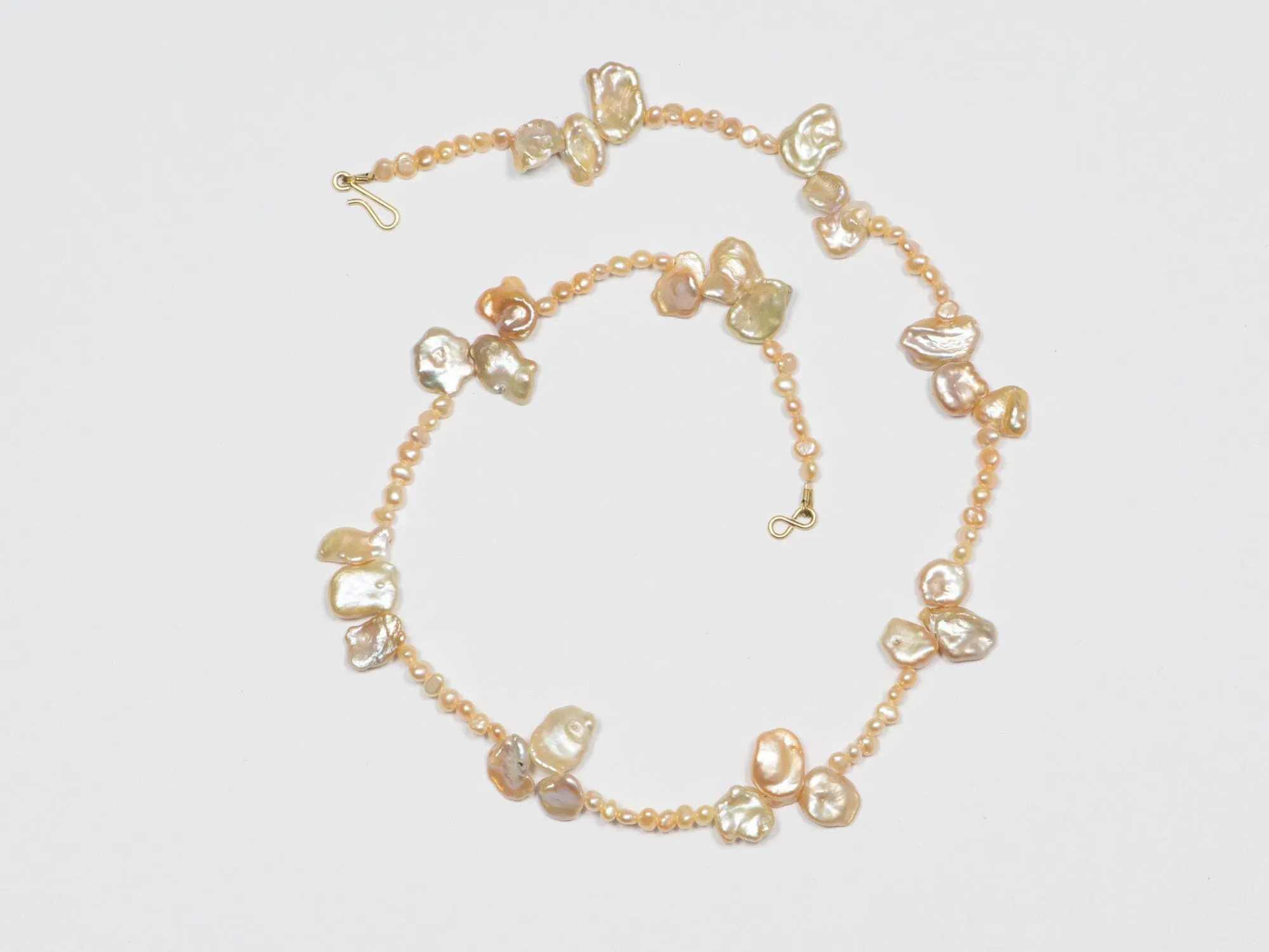 Peachy Pink Mini Pearl with Petal Pearls 14K Gold Filled Clasp P1053