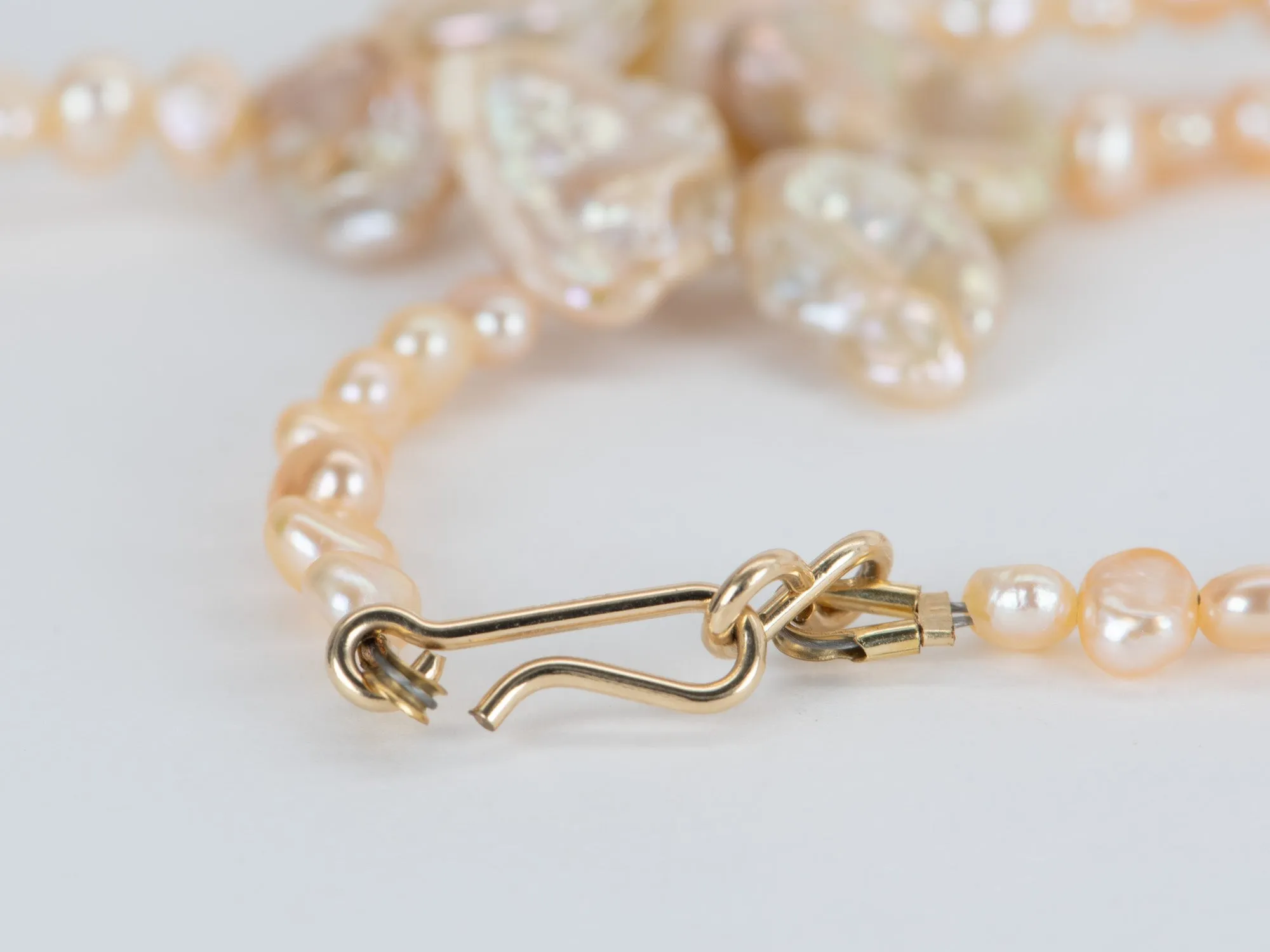 Peachy Pink Mini Pearl with Petal Pearls 14K Gold Filled Clasp P1053