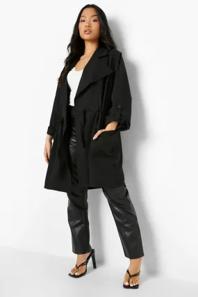 Petite Elasticated Waist Woven Trench Coat