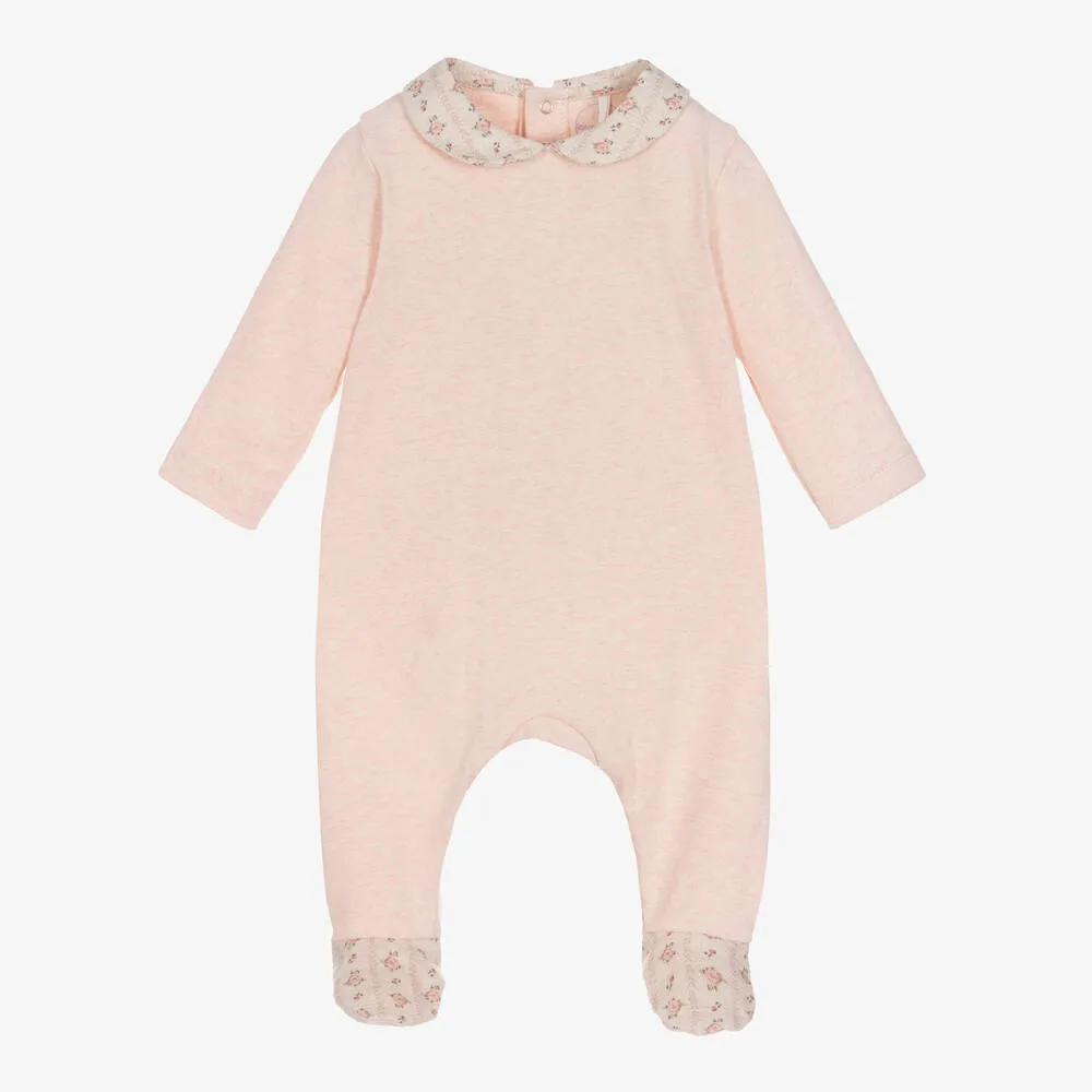 Pink Floral Cotton Babygrow