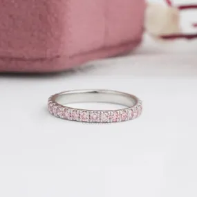 Pink Round Cut Lab Grown Diamond Half Eternity Band