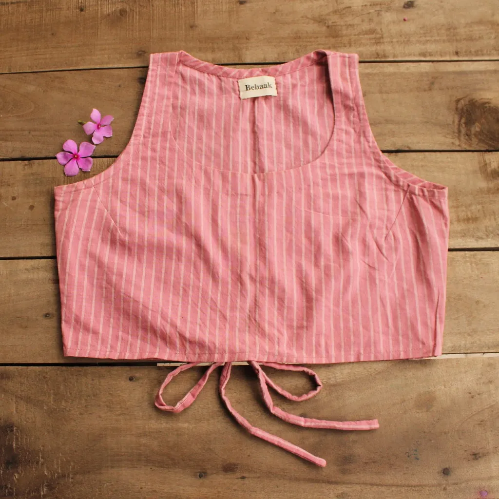 Pink striped crop top