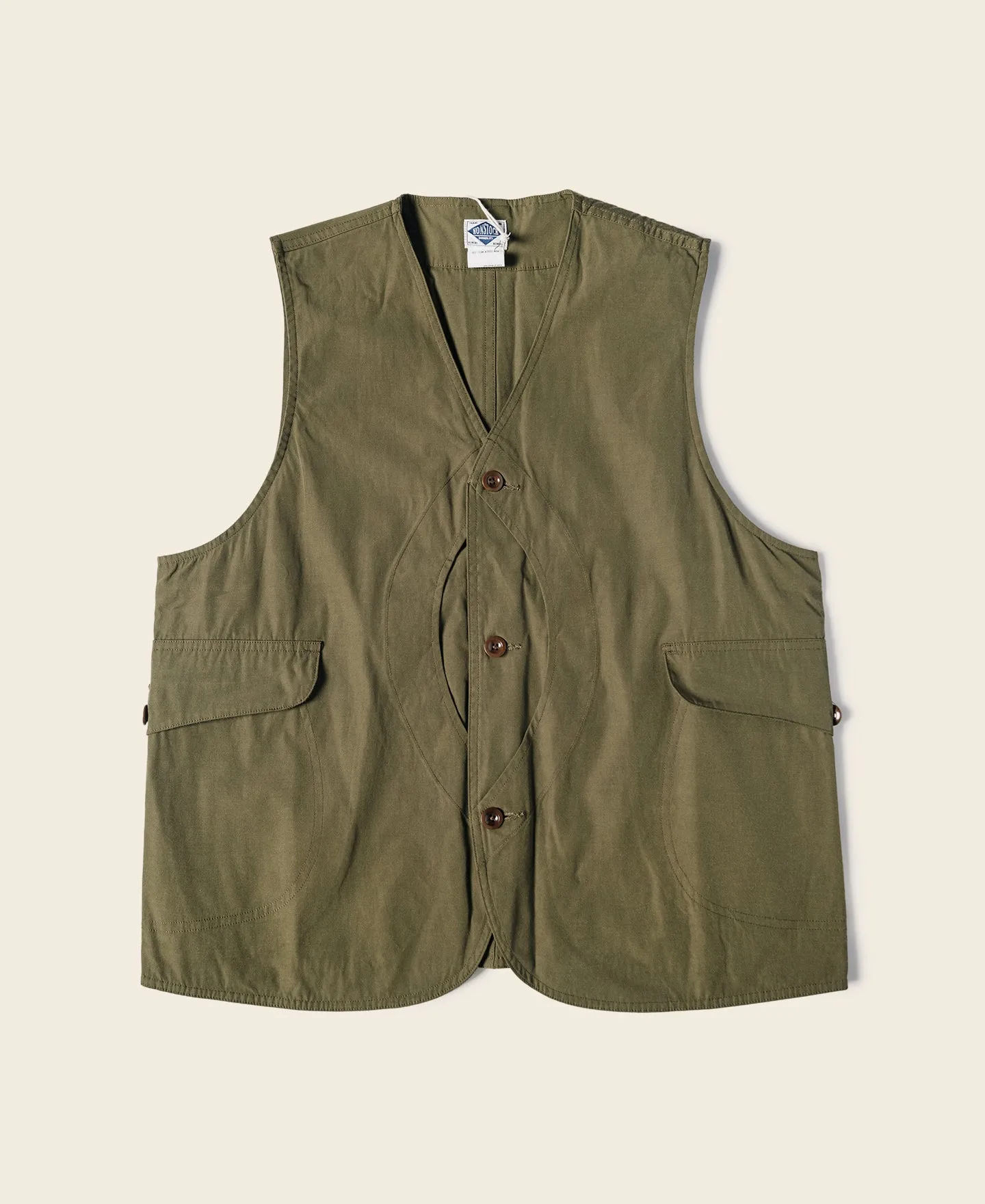 Polyester and Cotton Blend Game Pocket Outdoor Vest - Olive