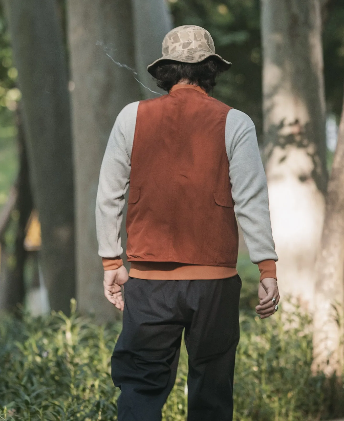 Polyester and Cotton Blend Game Pocket Outdoor Vest - Red