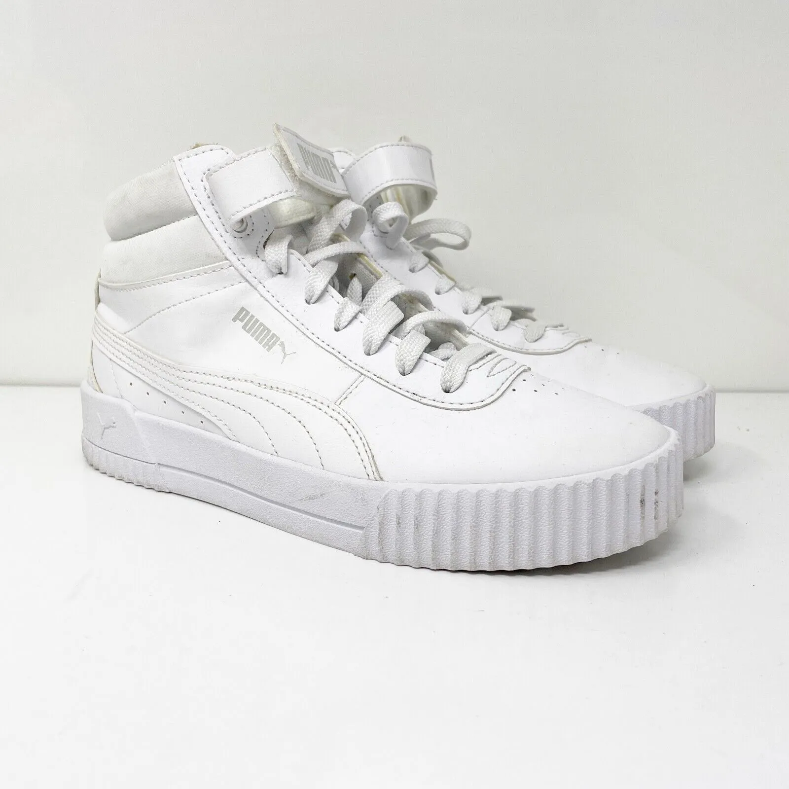 Puma Womens Carina Mid 373233-01 White Basketball Shoes Sneakers Size 8