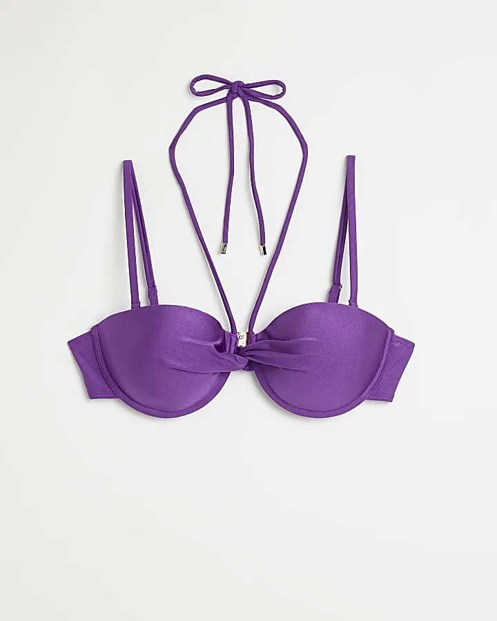 Purple balconette bikini top