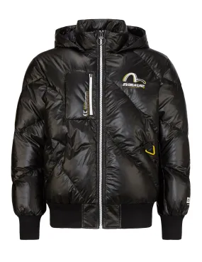 Quilted Logo Print Bomber Down Jacket