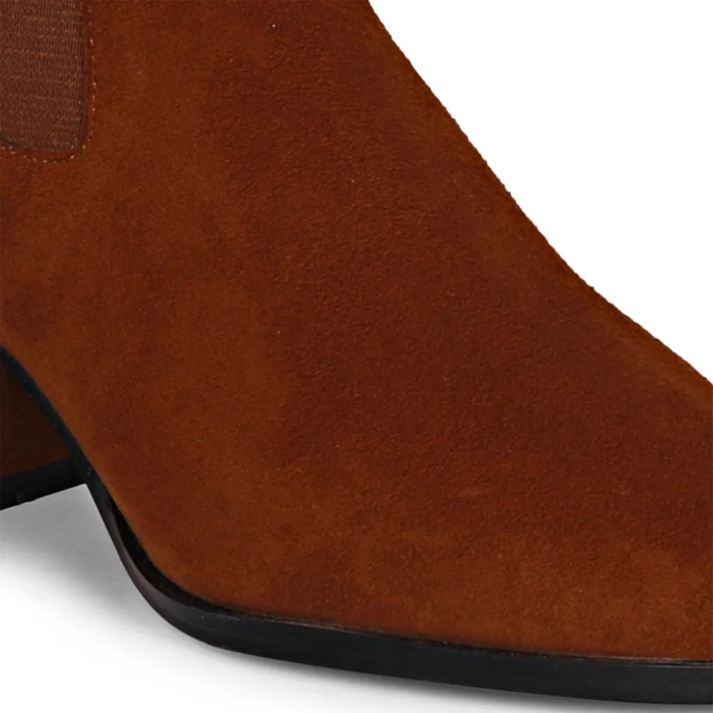 Rachel Cognac Leather High Ankle Boots