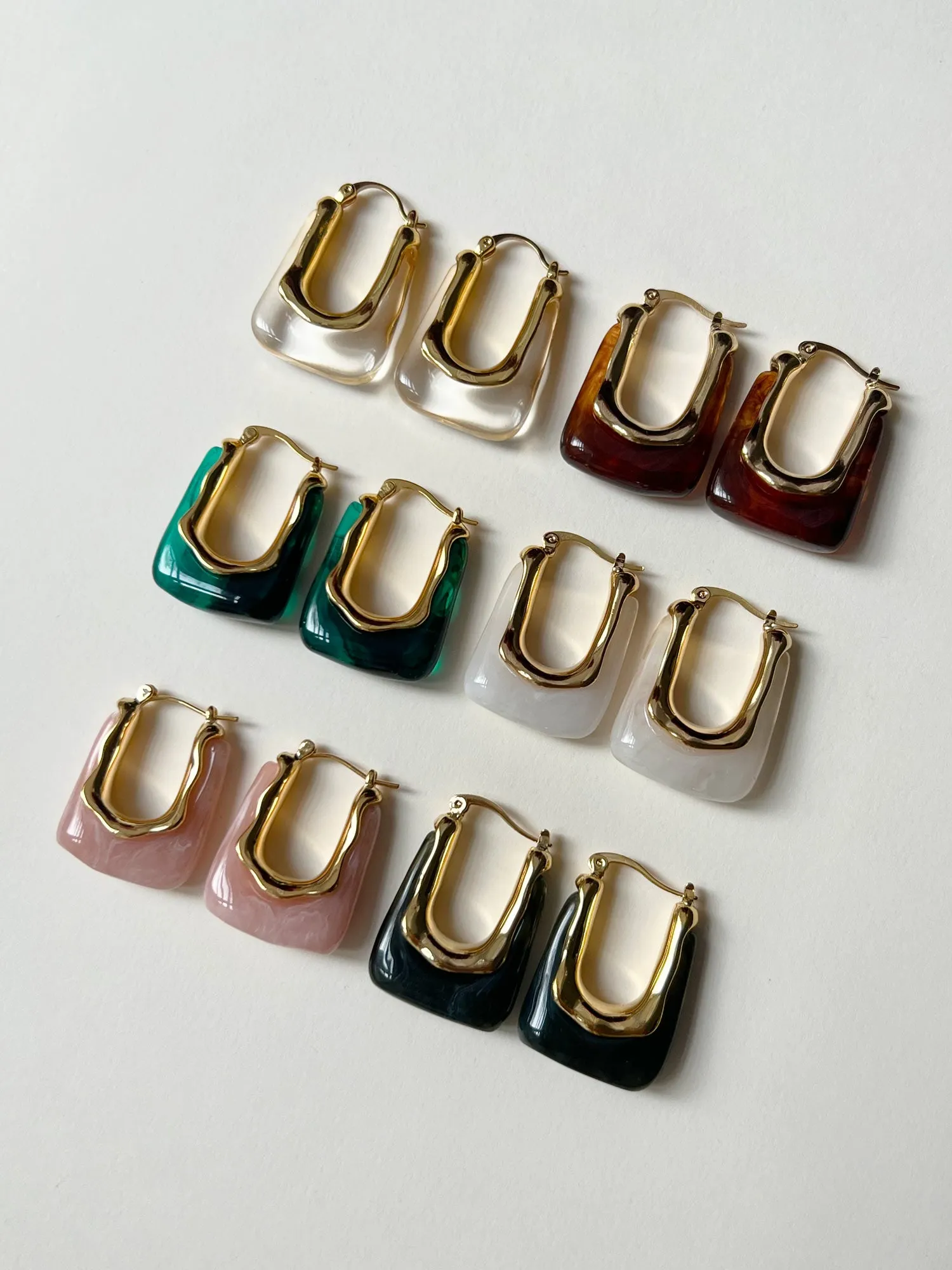 Rectangular Hoops - Marbled Brown