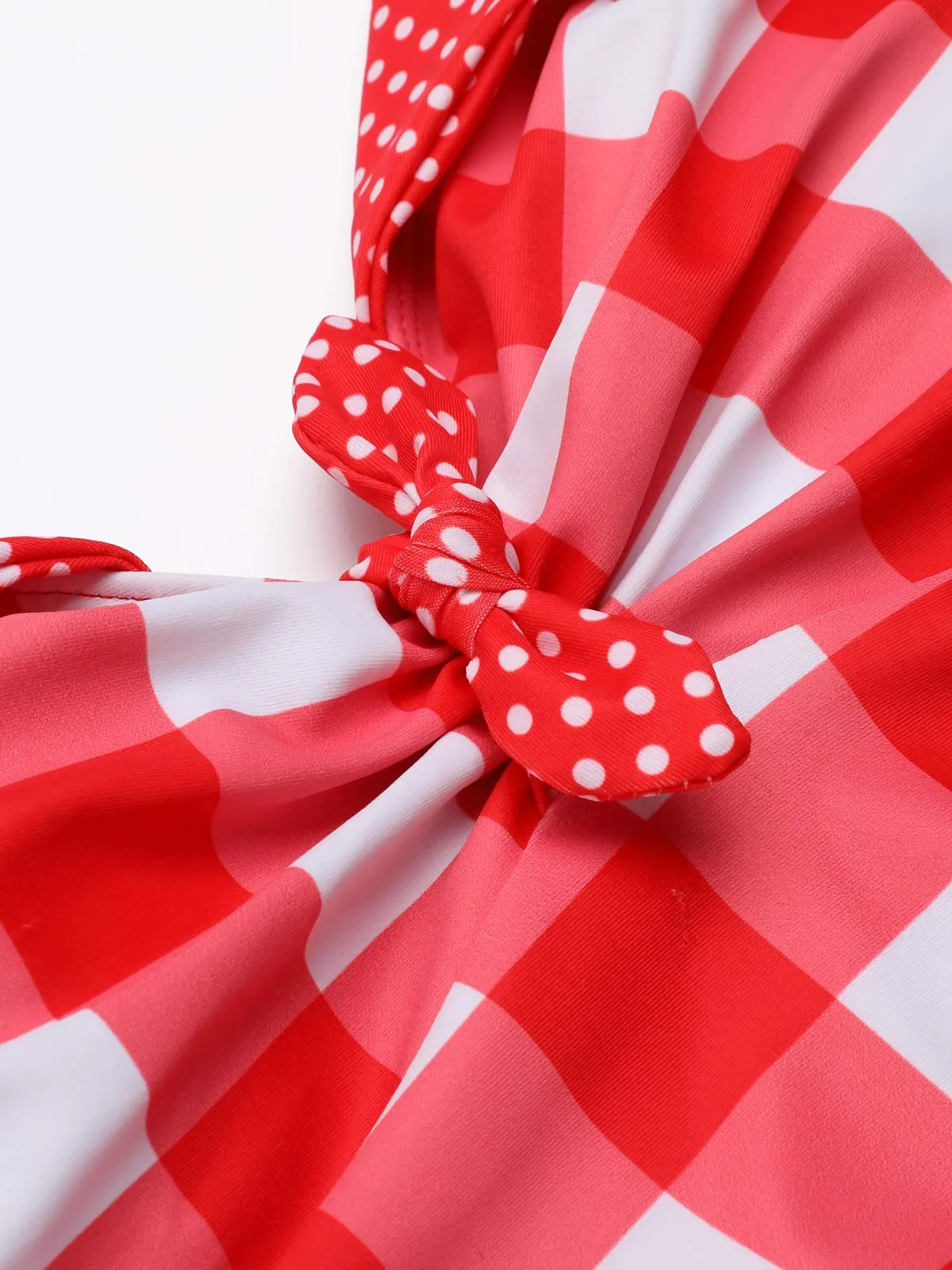 Red 1950s Plaid Halter Bikini Set