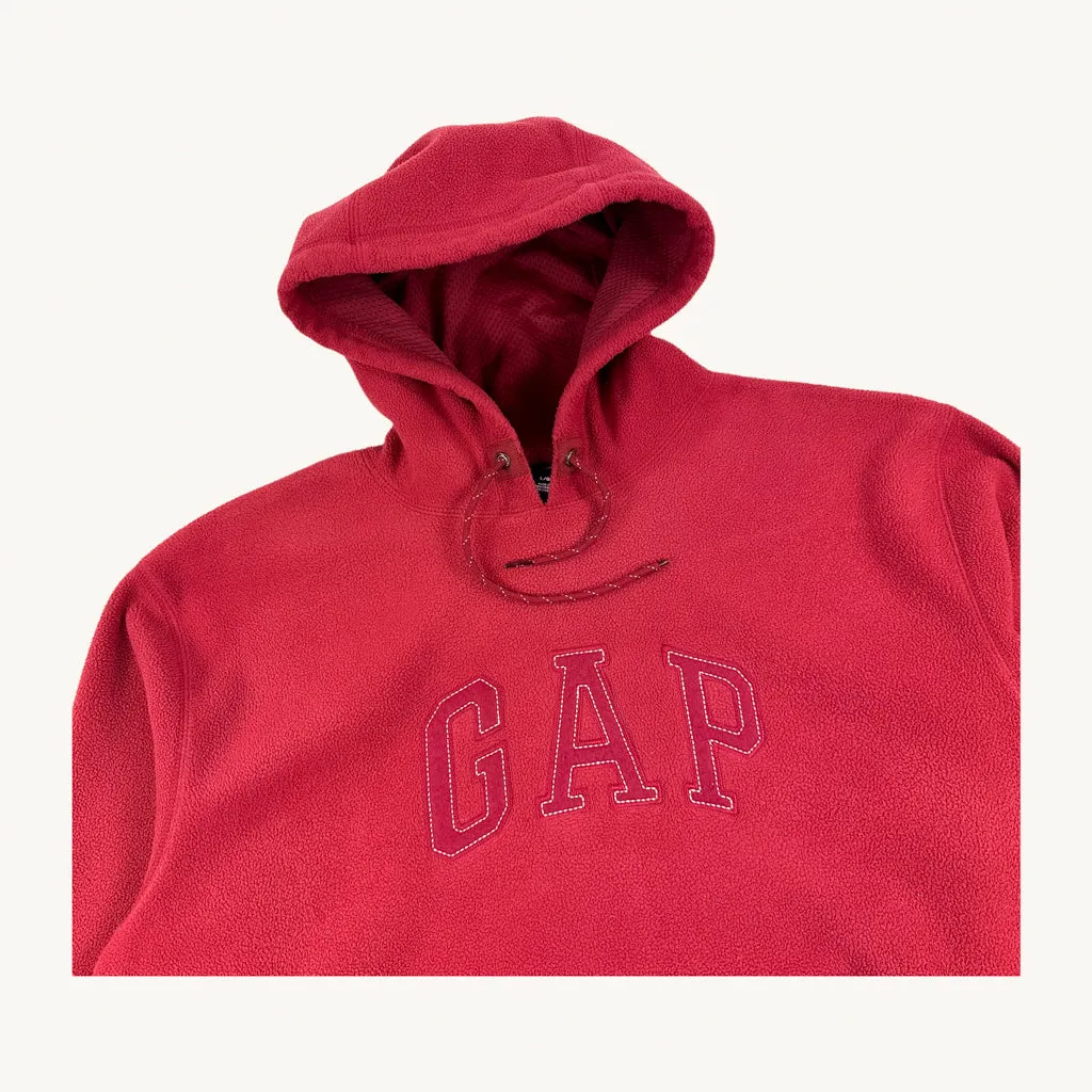 Red 90s GAP Spellout Fleece Hoodie Sweatshirt (XL)