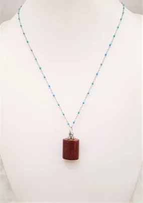 Red Jasper Square Essential Oil Bottle Pendant