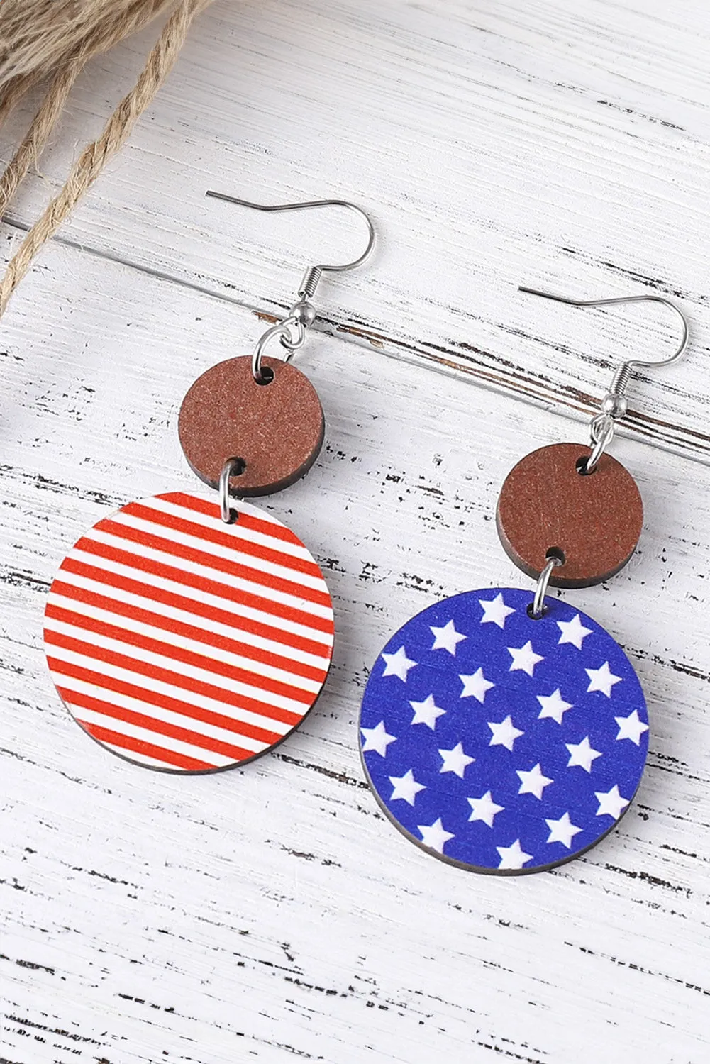 Red White and Wood Earrings