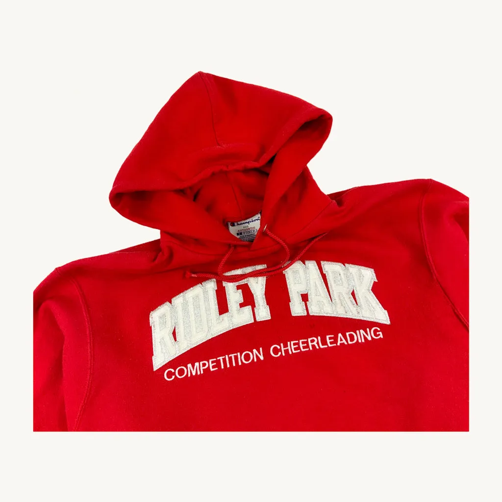 Red y2ks Champion Spellout Hoodie Sweatshirt (S)