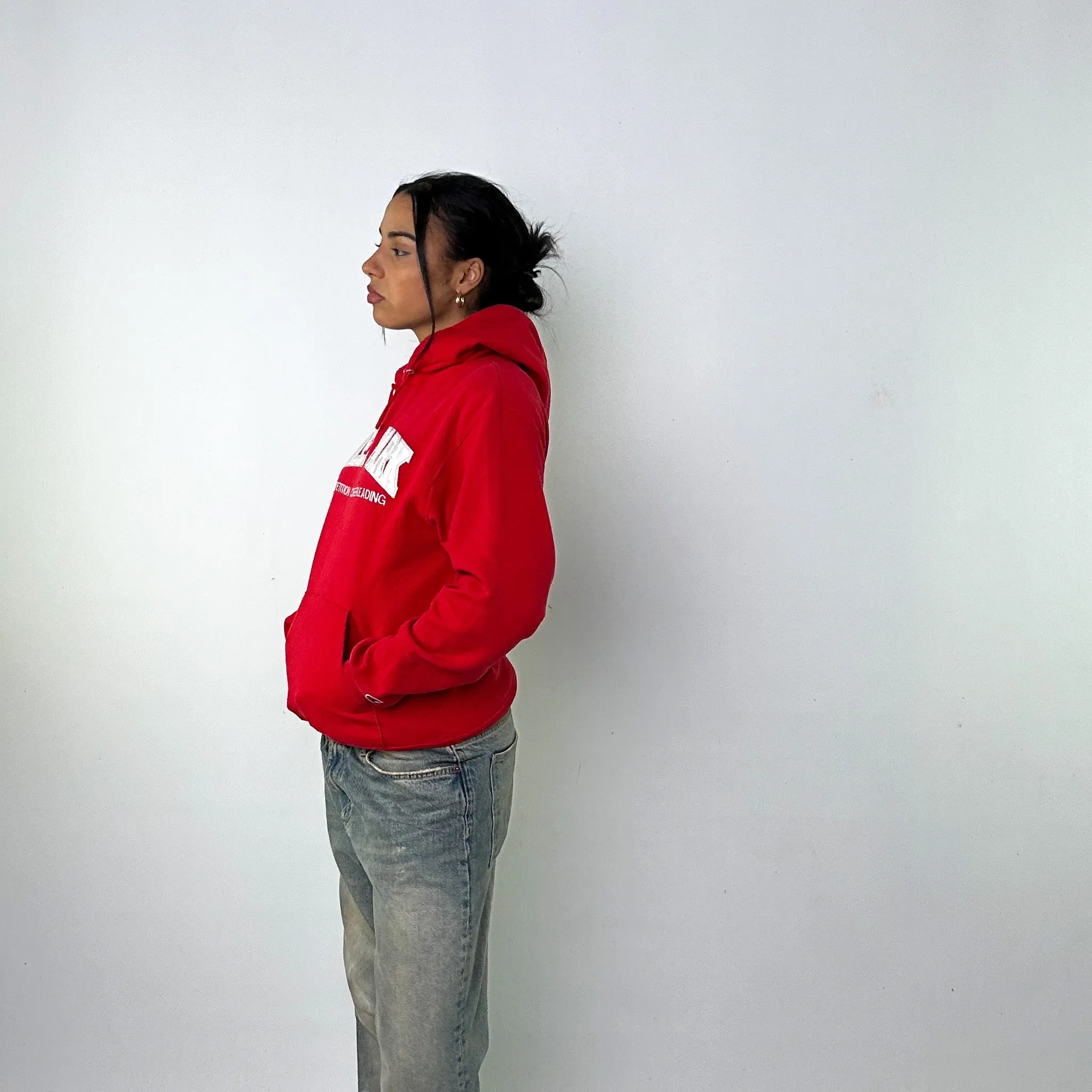 Red y2ks Champion Spellout Hoodie Sweatshirt (S)