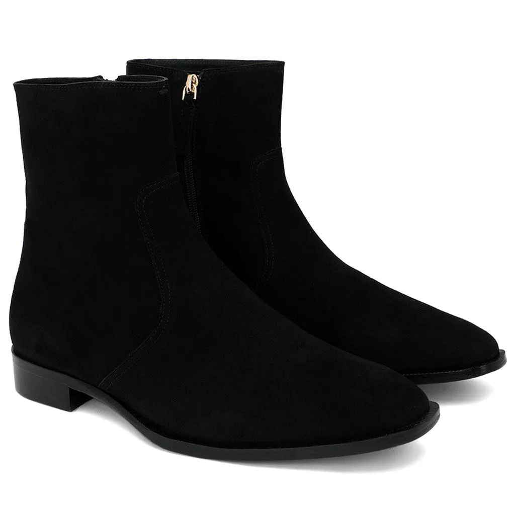 Saint Amorino Black Nubuck Leather Ankle Boots