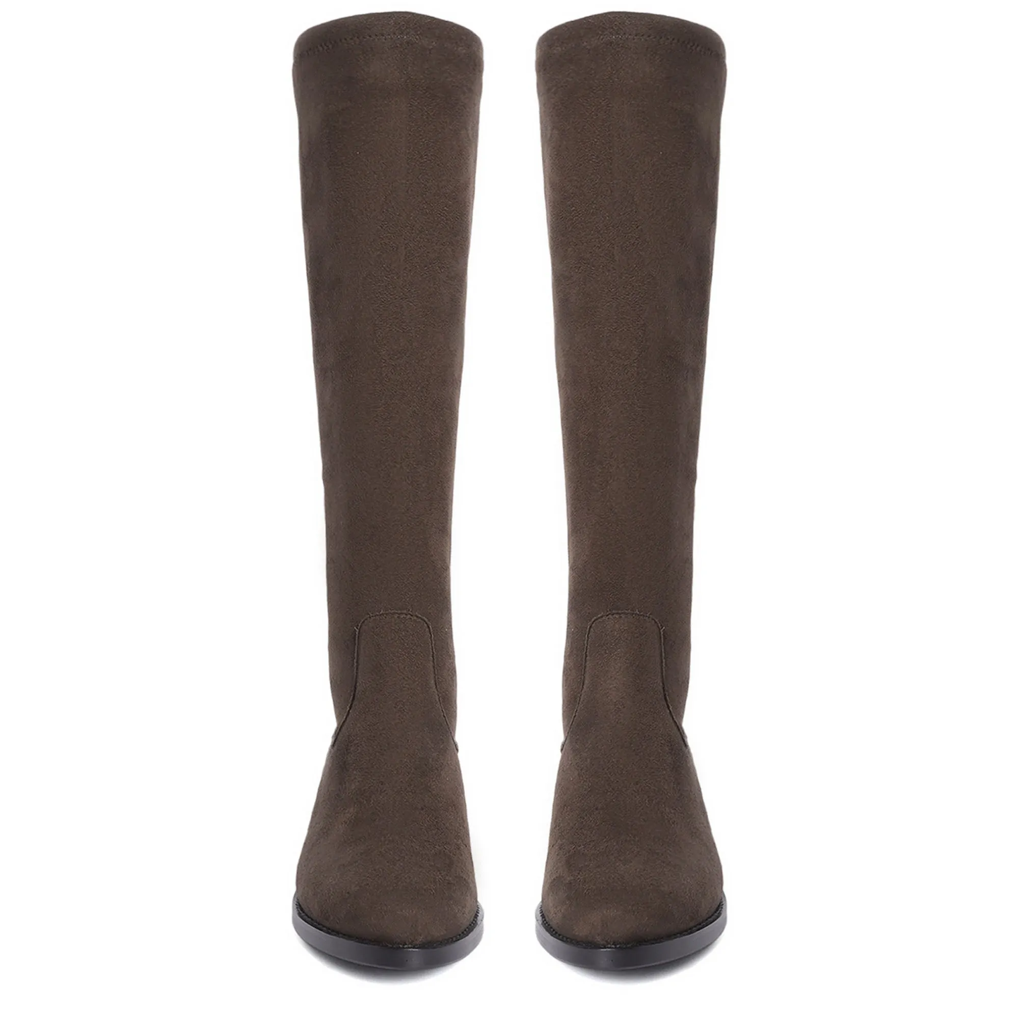 Saint Amy Brown Stretch suede Leather Knee High Boots