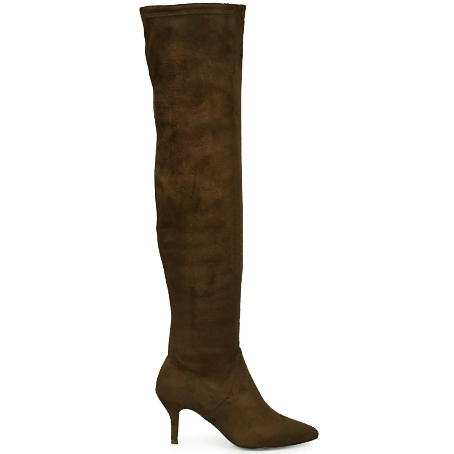 Saint Benoite Brown Stretch Suede Thigh High Boots