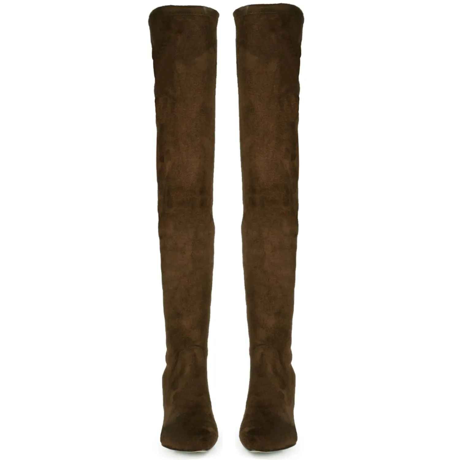 Saint Benoite Brown Stretch Suede Thigh High Boots