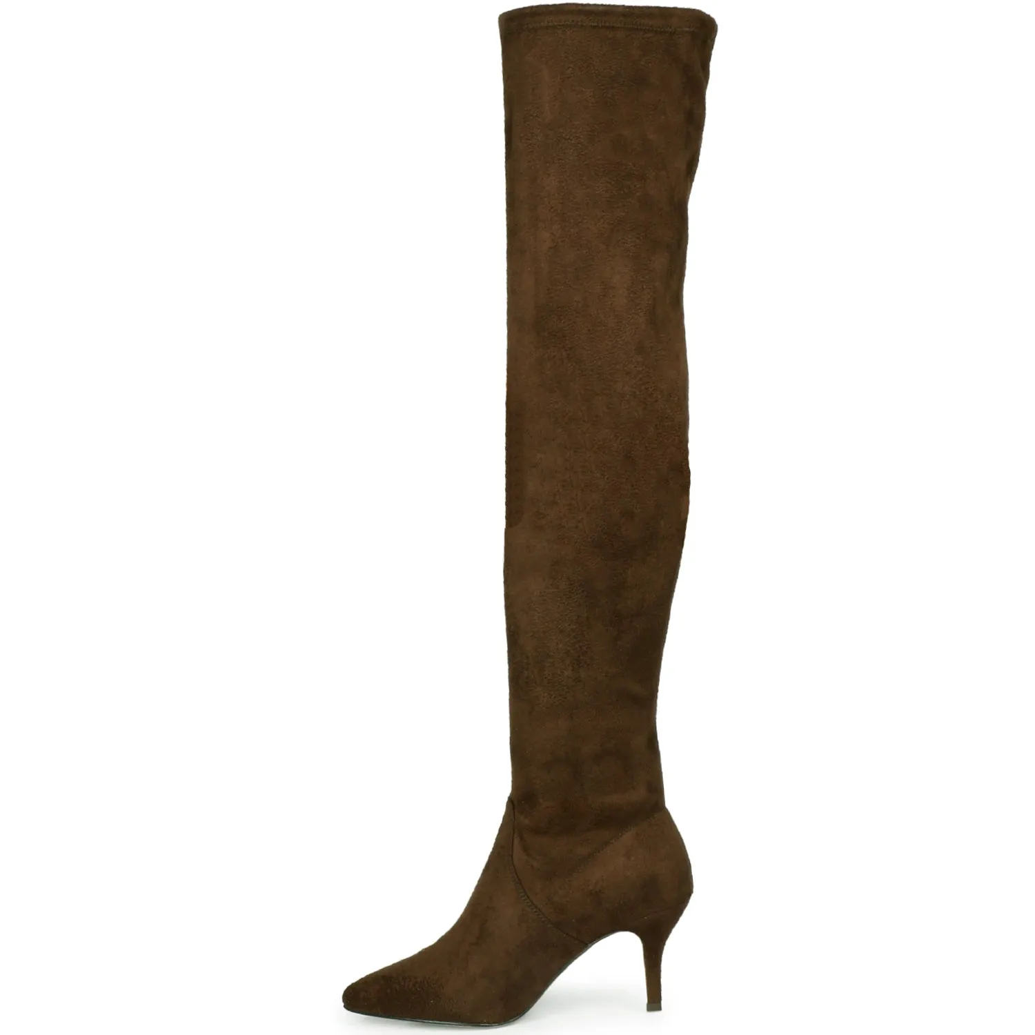 Saint Benoite Brown Stretch Suede Thigh High Boots