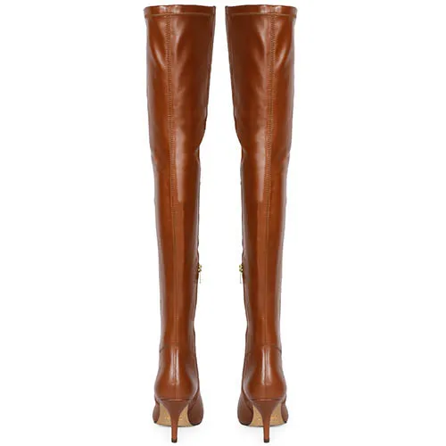 Saint Brigitte Cuoio Stretch Napa Thigh High Boots