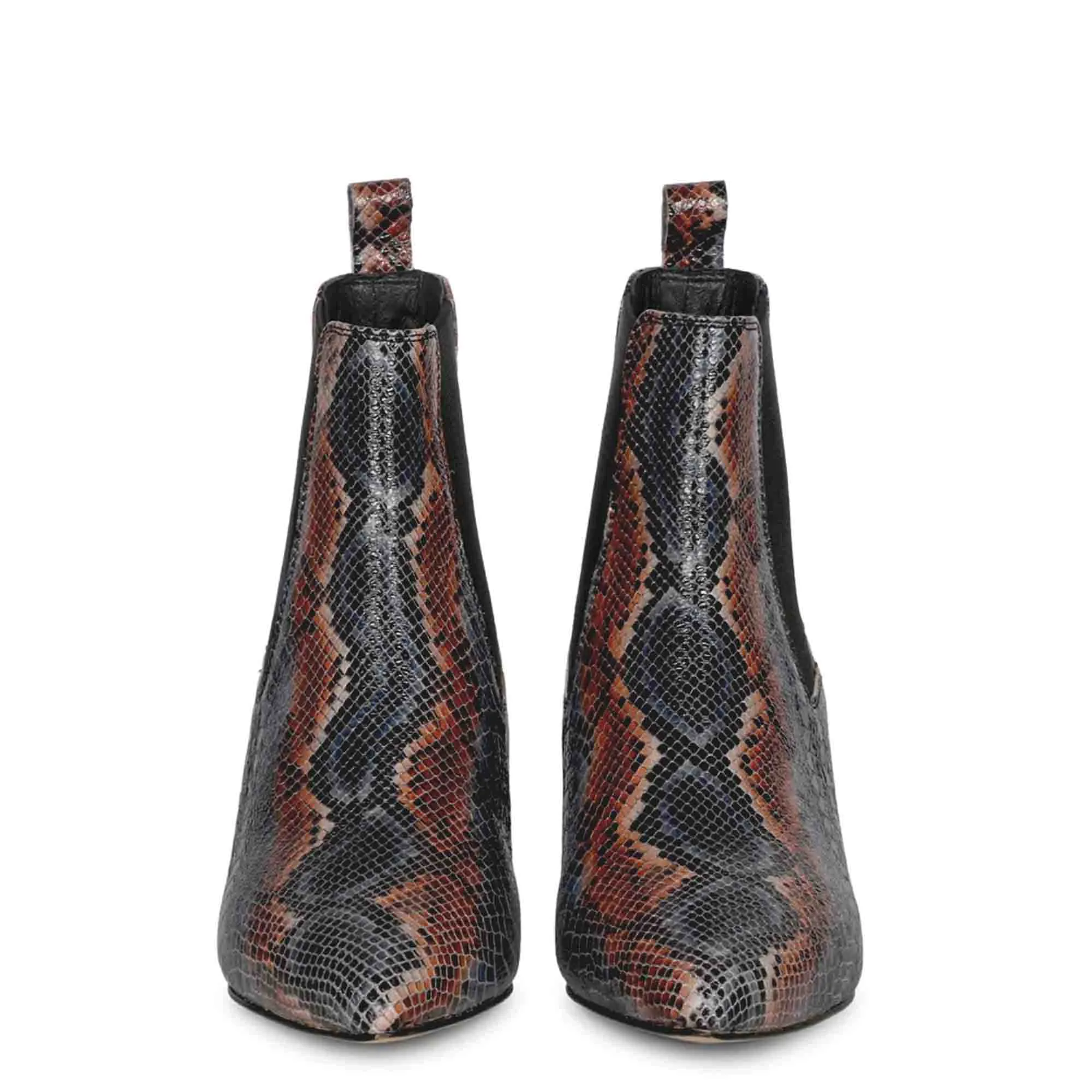 Saint Chloé Snake Print Leather Kitten Heel Ankle Boots