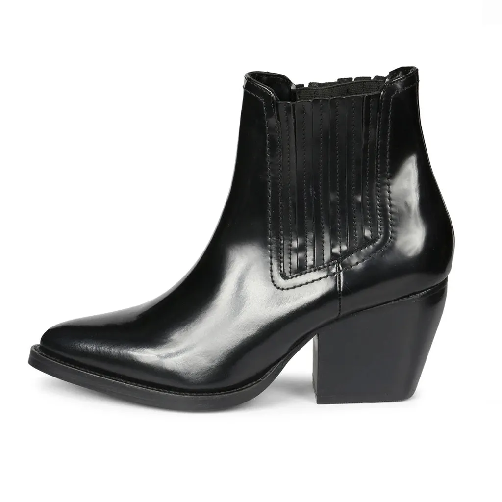 Saint Eleanor Black Patent Leather Chelsea Boots