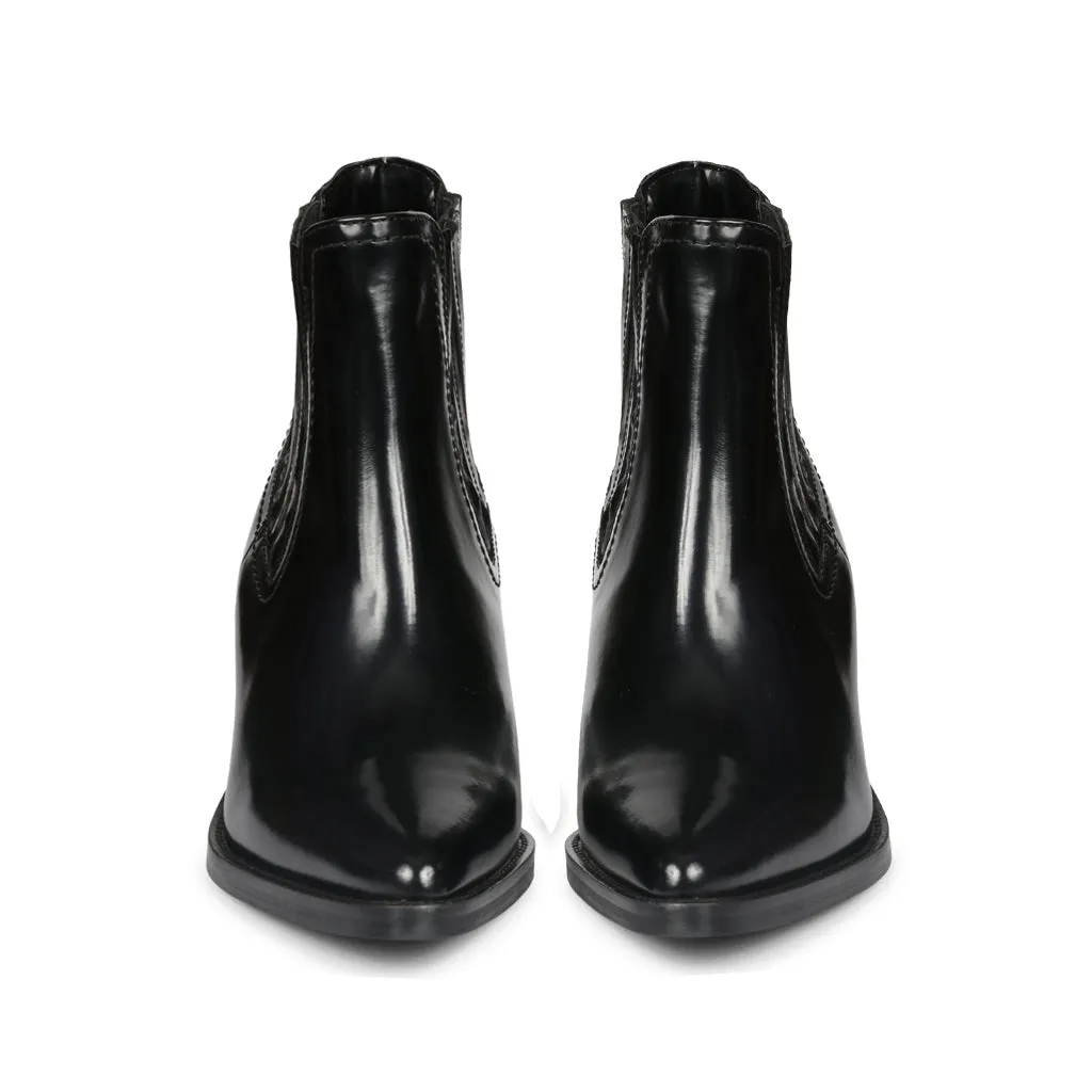 Saint Eleanor Black Patent Leather Chelsea Boots