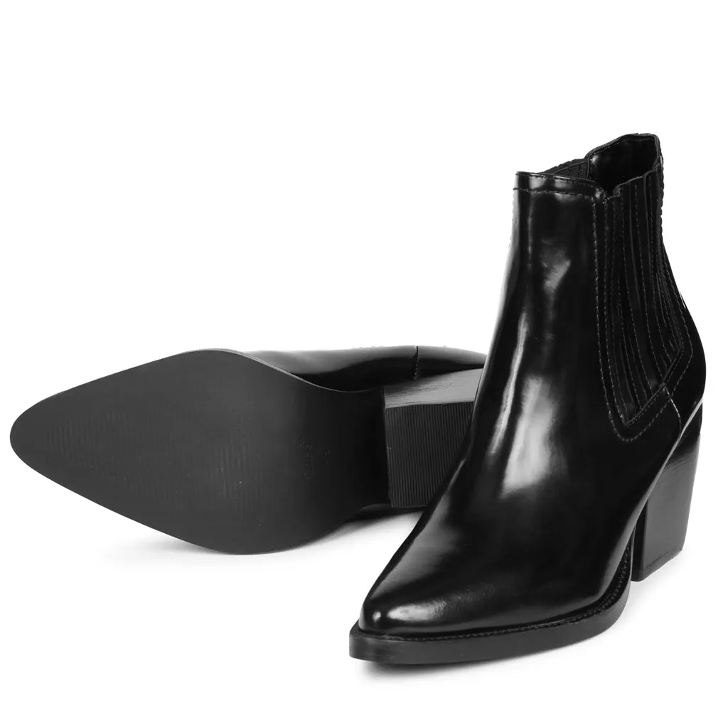 Saint Eleanor Black Patent Leather Chelsea Boots