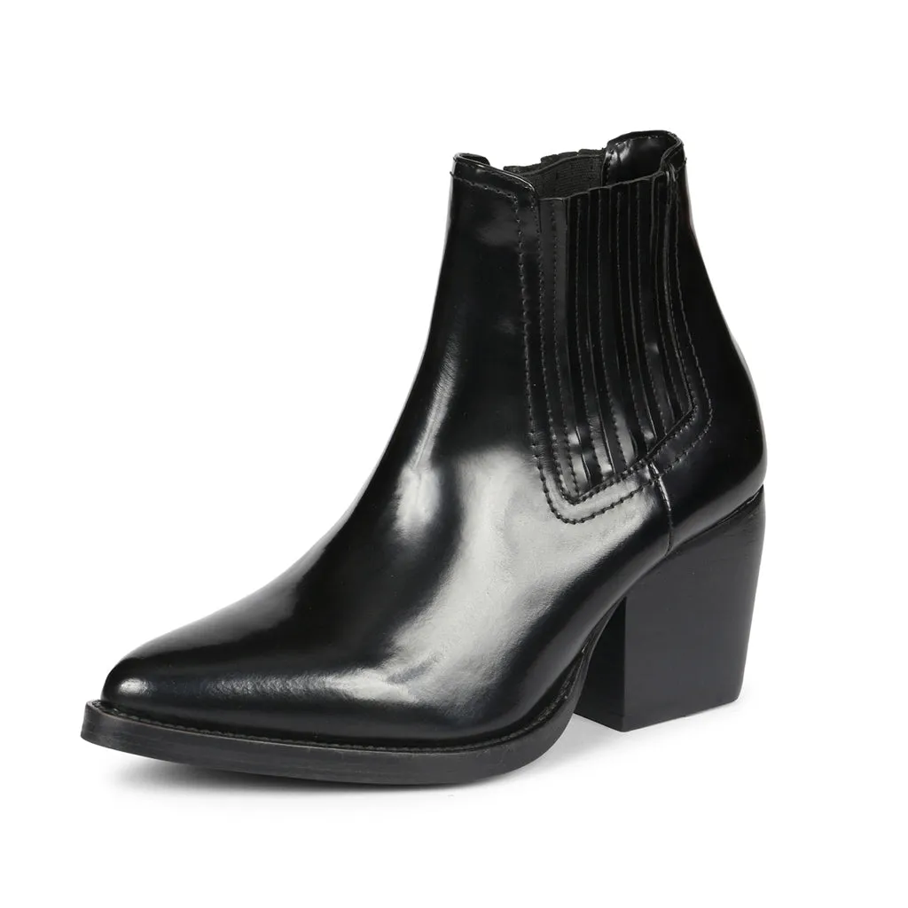 Saint Eleanor Black Patent Leather Chelsea Boots