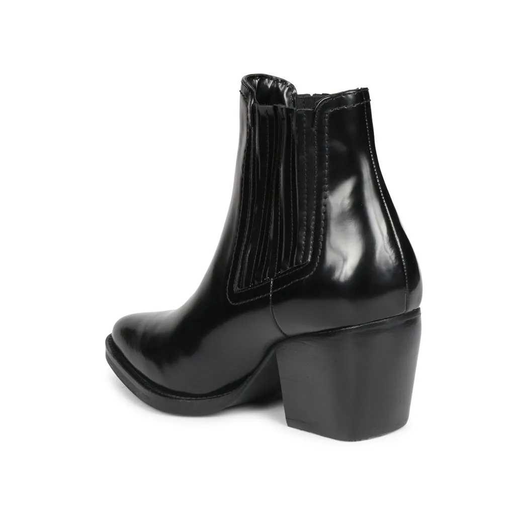 Saint Eleanor Black Patent Leather Chelsea Boots