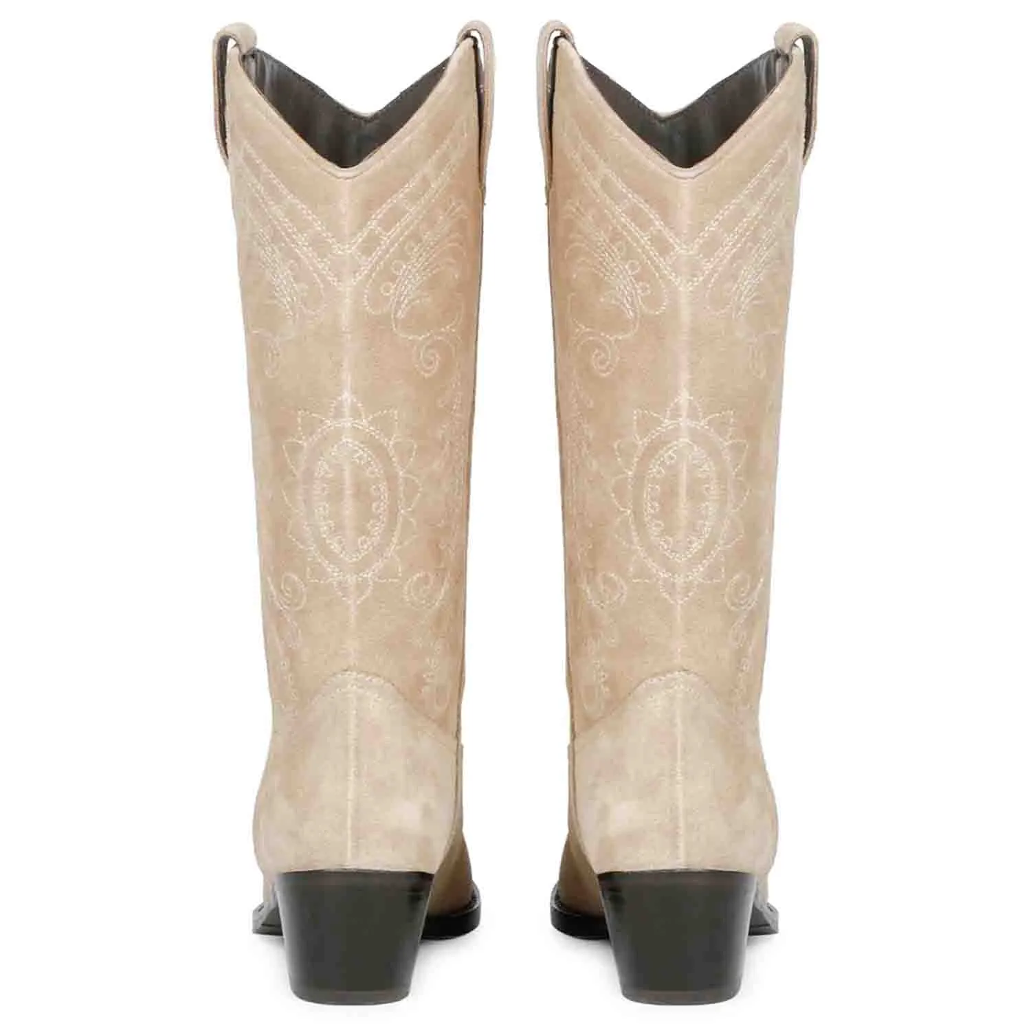 Saint Elodie Stitched Ivory Leather Handcrafted Cowboy Boots