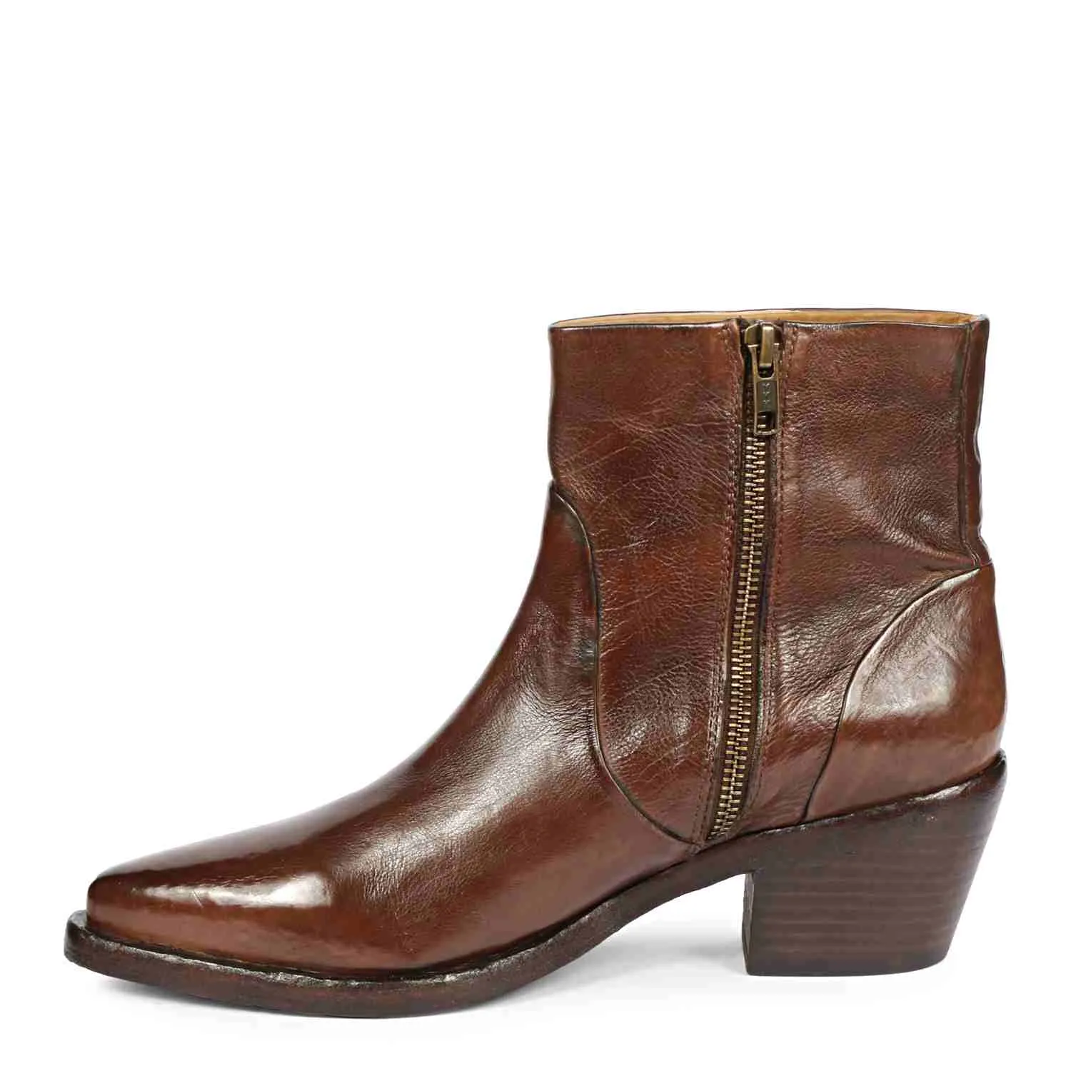 Saint Emelia Brown Leather Washed Ankle Boots