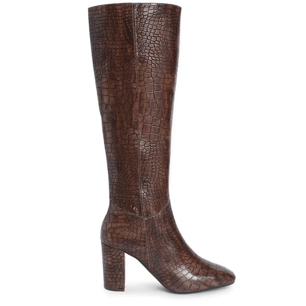 Saint Emily Brown Vegan Leather Knee High Boots