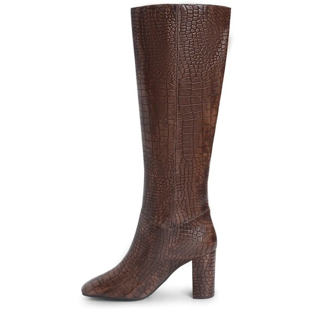 Saint Emily Brown Vegan Leather Knee High Boots