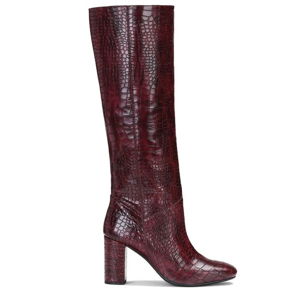 Saint Emily Burgundy Vegan Leather Knee High Boots