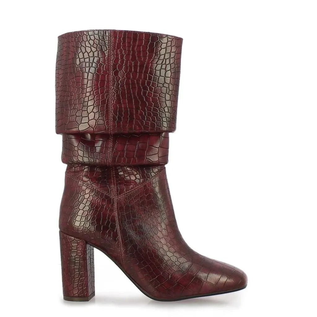 Saint Emily Burgundy Vegan Leather Knee High Boots