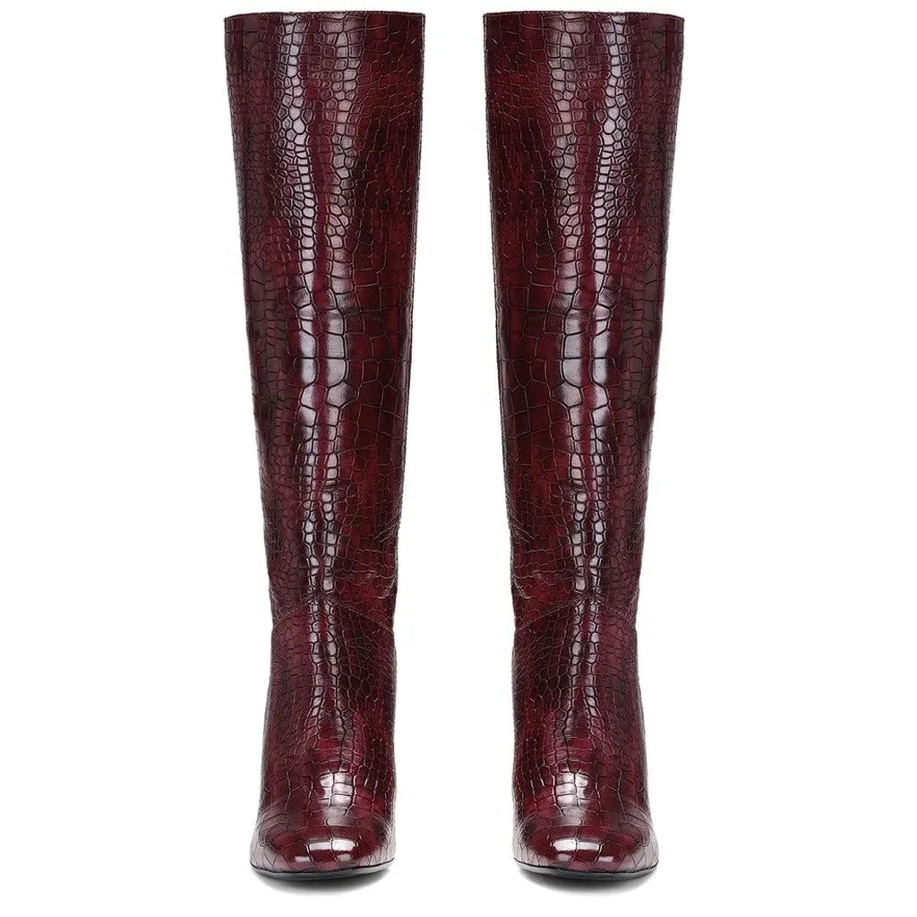 Saint Emily Burgundy Vegan Leather Knee High Boots