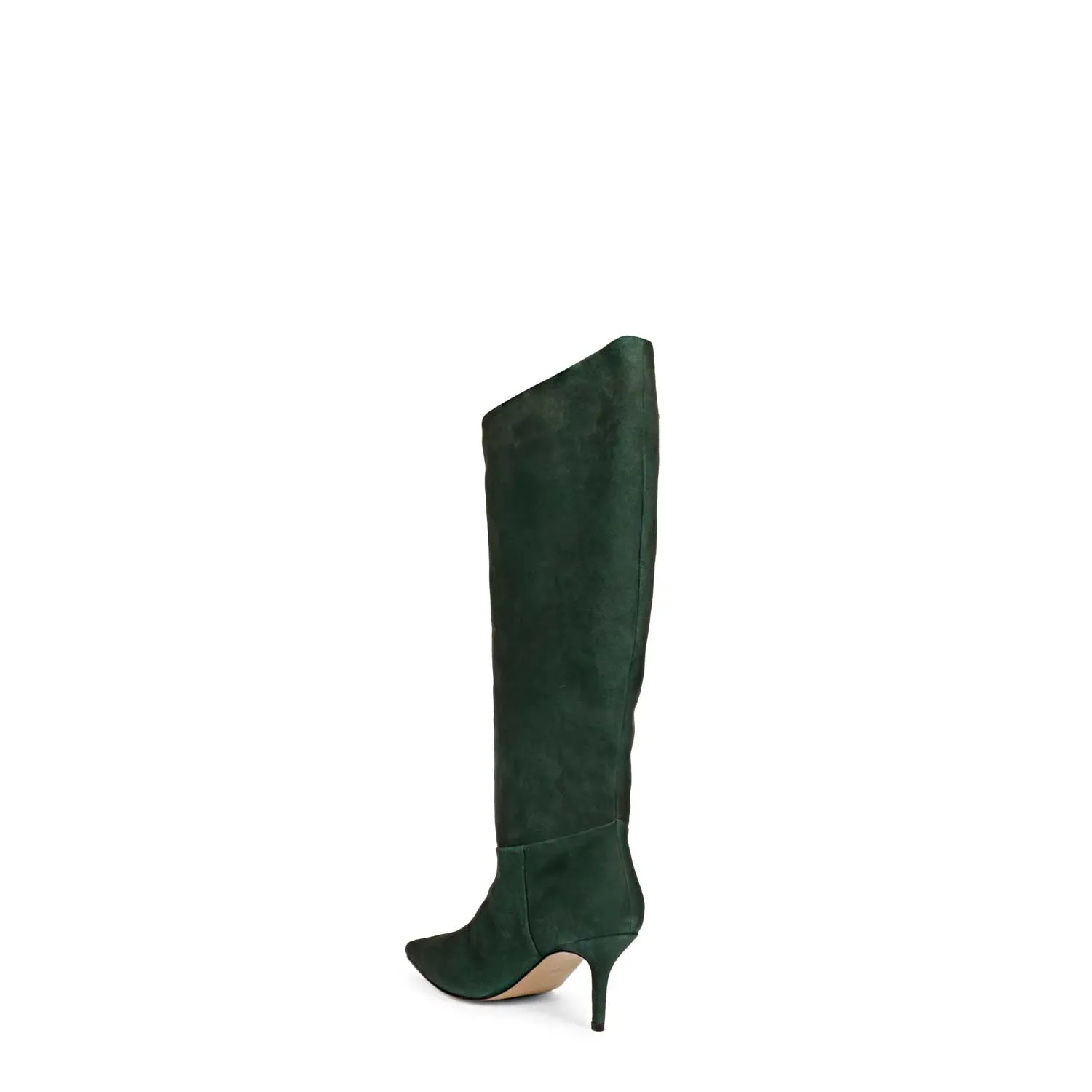 Saint Erin Green Suede Leather Kitten Heel Long Boots