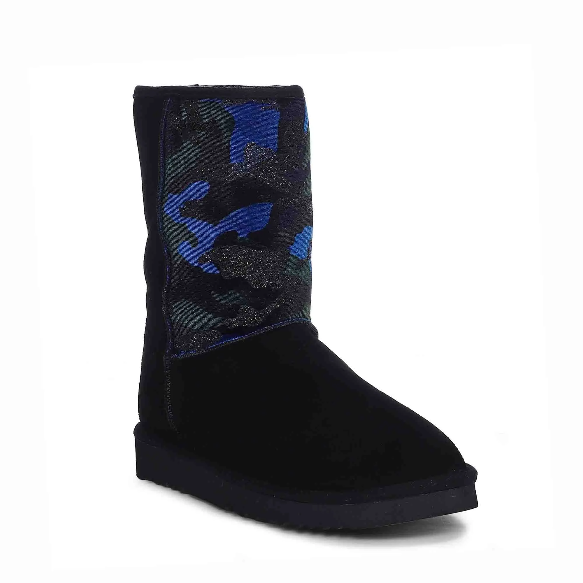 Saint Flora Navy Camo Fabric Snug Boots