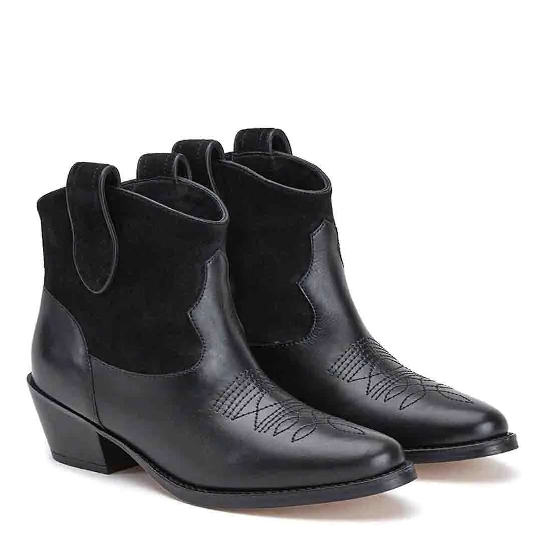 Saint Florence Black Leather Ankle Boots