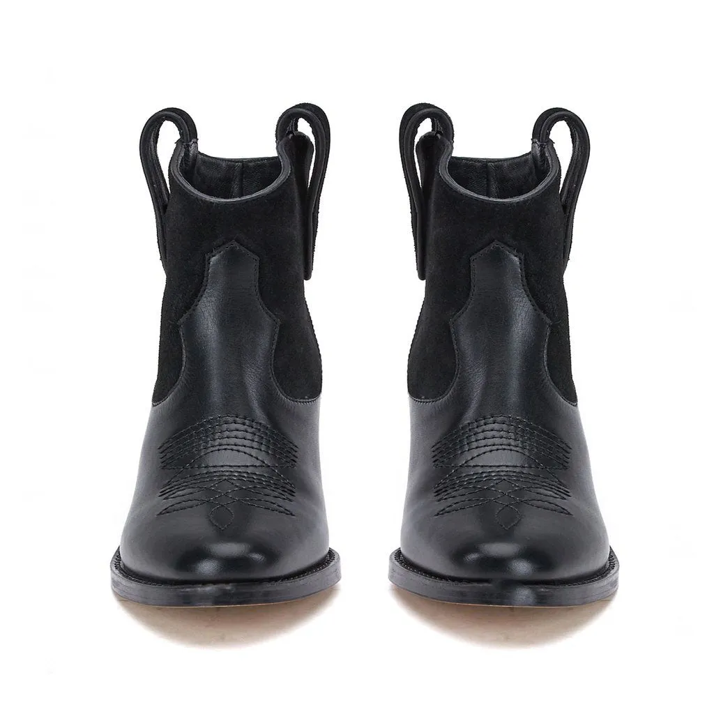 Saint Florence Black Leather Ankle Boots