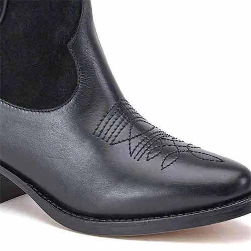 Saint Florence Black Leather Ankle Boots